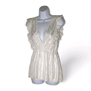 Vintage Jaclyn Smith Bridal Lace Camisole Lingerie Sz L White Wedding Babydoll